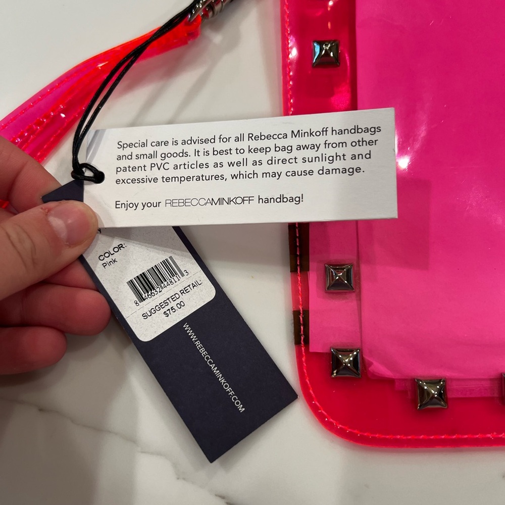 Rebecca Minkoff Clear Pink Studded Clutch - Picture 5 of 10